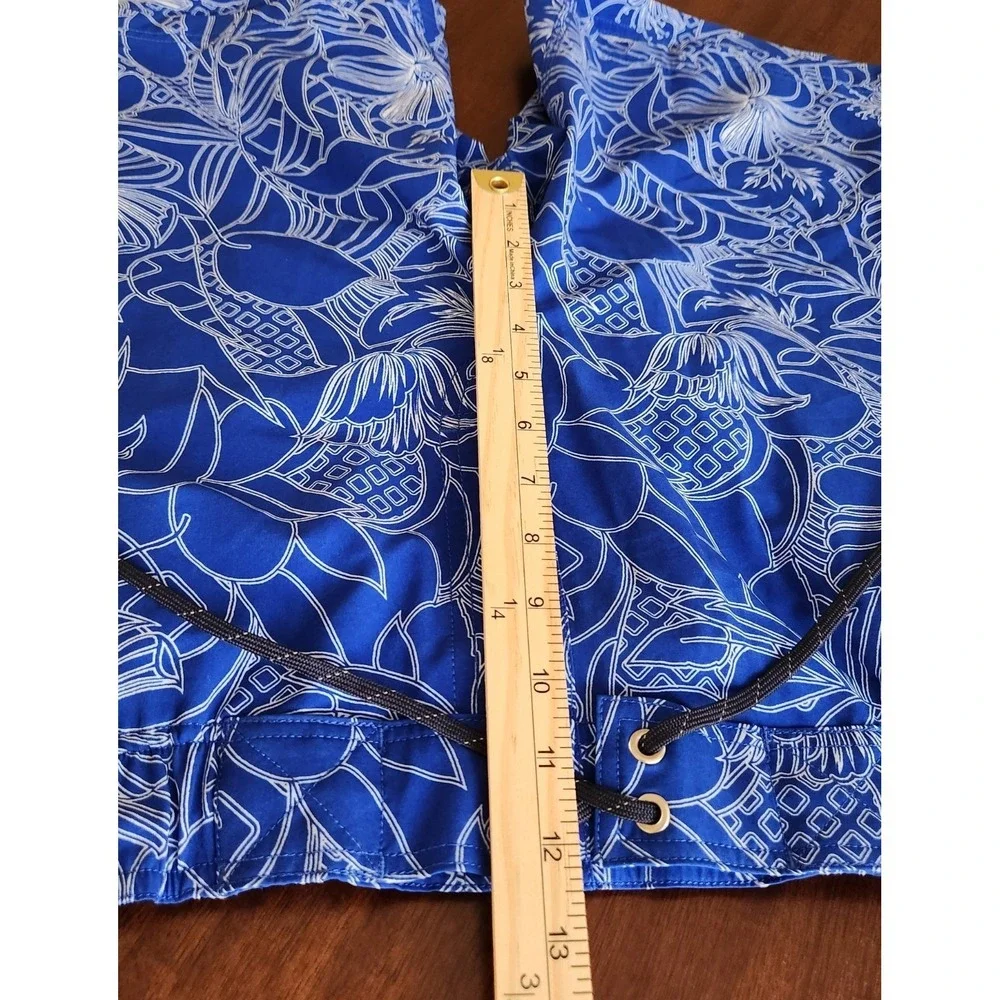 Coolibar Board Shorts Mens Large‎ Cobalt Maui Floral Print UPF50 Lined Hawaiian